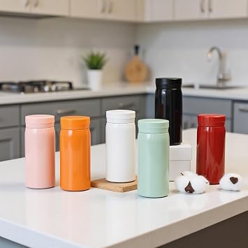 Mini Insulated Bottle, 7oz, Coffee Bottle, Mini Stainless Steel, Cute Bottle, Small Water Bottle, Leak Proof, BPA Free, Keeps Cold and Hot for Drink, Coffee, Tea (Pink+Black)