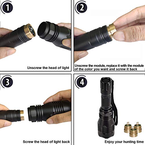 Windfire Waterproof 350 Lumens 250 Yards Green Led Coyote Hog Fox Predator Varmint Hunting Flashlight With Red Light Led Bulb Module Pressure Switch & Barrel Mount #TOP5