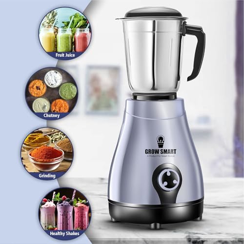 Image of Oreo 750 W Mixer Grinder For Kitchen| 4 Jars (2 Stainless Steel+2 Nutri Bullet Jars) | Smoothie, Chutney & Liquidizing | Powerful Mixing, Grinding & Juicing | 2 Years Warranty | Grey & Black