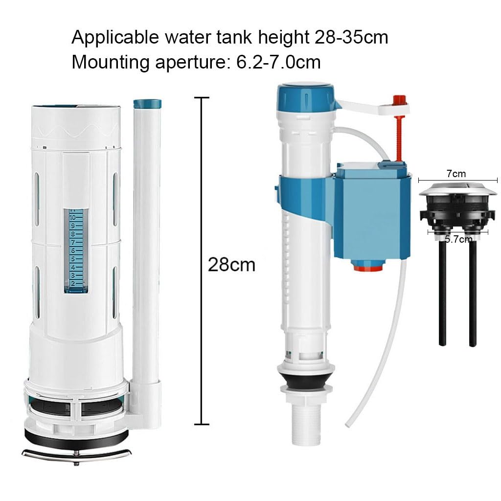 Doble pulsador de Descarga de Inodoro, Tanque de Agua sin Costura de una Pieza con Doble Descarga y Descarga(28Cm)