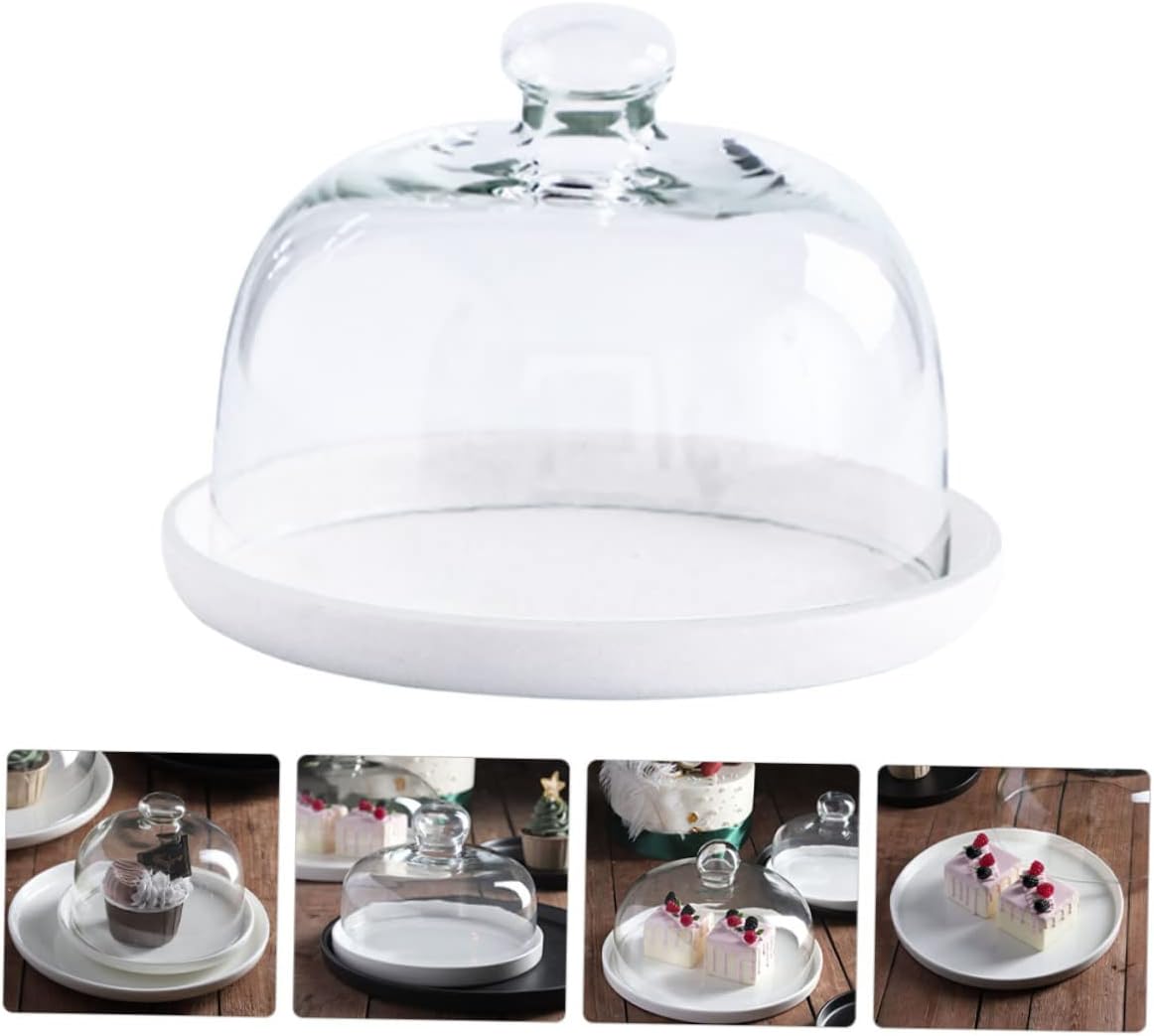 Ciieeo Glass Dessert Display Tray Lid Multi-functional Household Cake Plate for Fruits and Pastries Elegant Serving Platter for Weddings and Parties