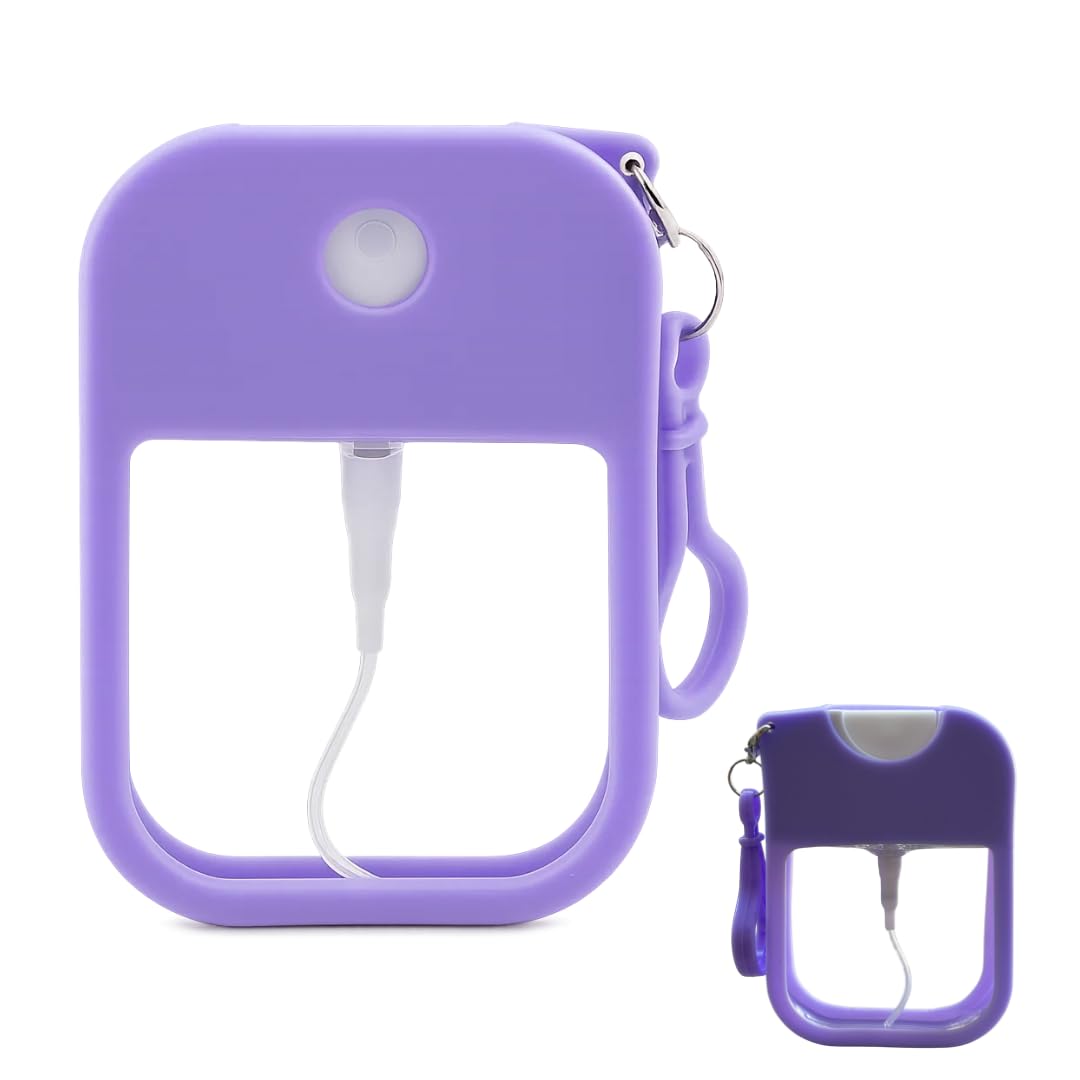 Portable Card Spray Bottle, 38Ml Refillable Perfume Bottle Portable Moisturizing Sprayer Box With Hook, Empty For Alcohol Hand Sanitizer Fragrance Cosmetic - Plastic, Lavender Purple-image-45