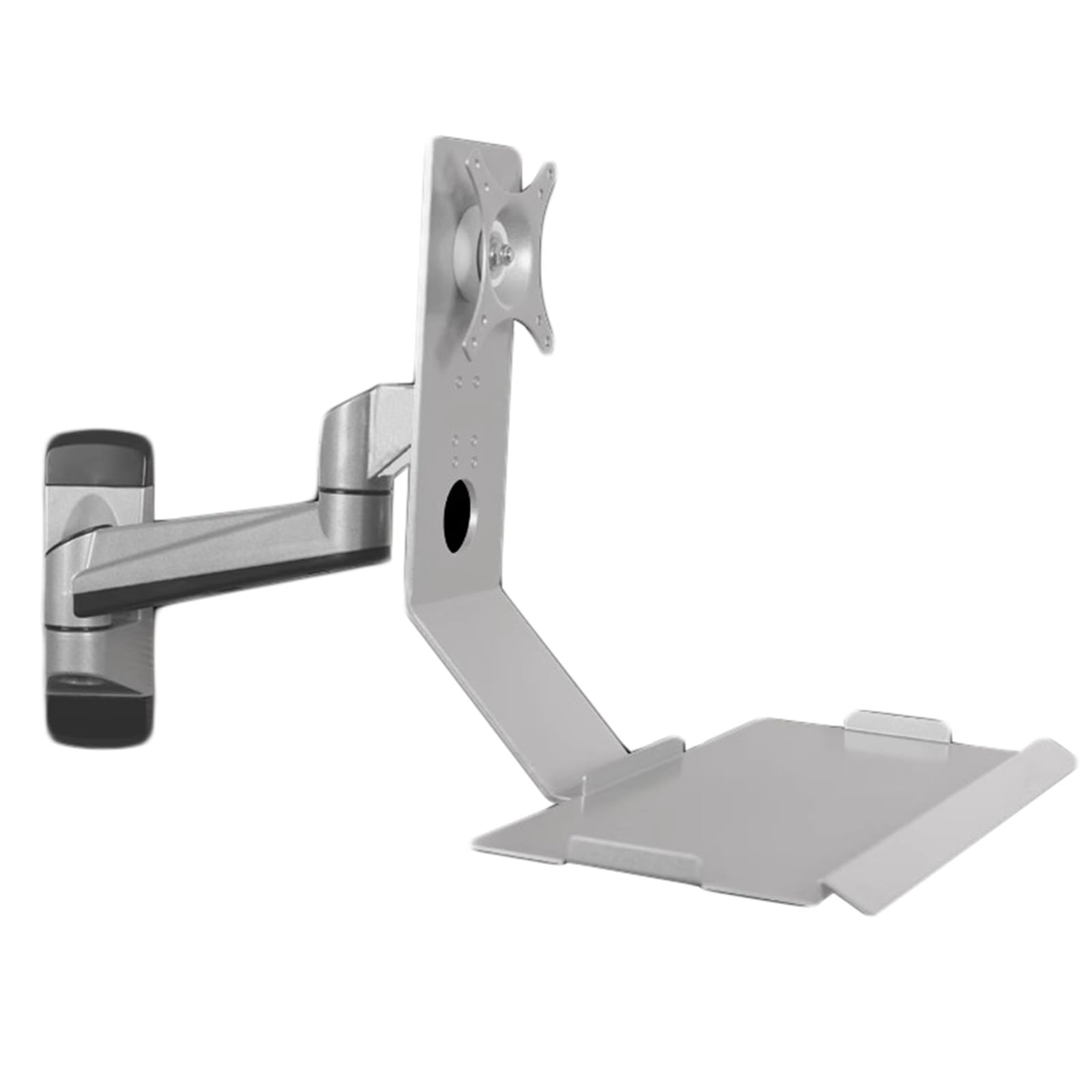 Vituord Silver Monitor And Keyboard Wall Mount, Computer Wall Desk, Adjustable Angle, With Keyboard Tray 17.7/24.6 Inch, For Home Office, Workstation, Fits 15-27 Inch Monitor