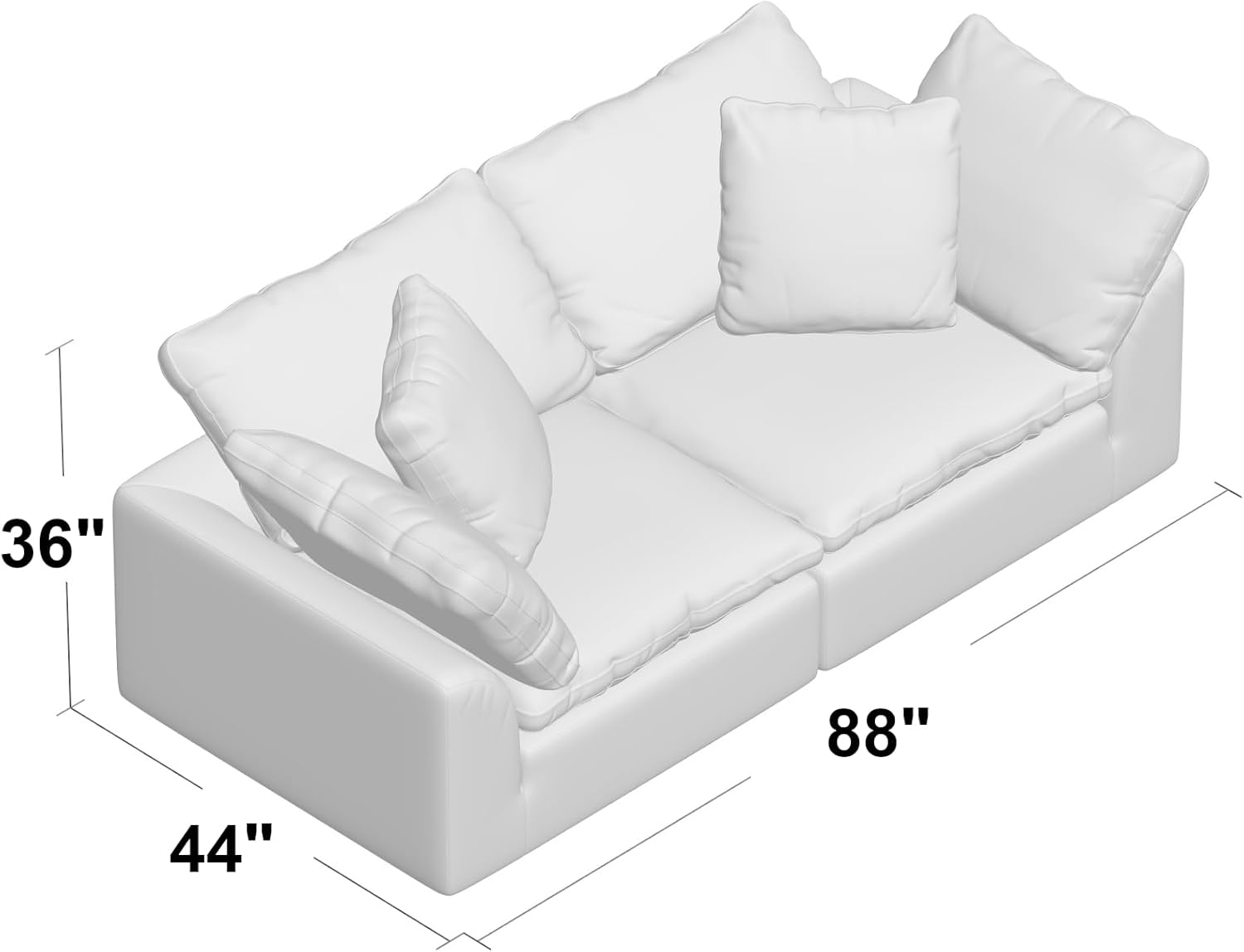 Sunset Trading Contemporary Puff Collection 2 Piece 88" Wide Slipcovered Modular Sectional Sofa | Deep-Seating Down-Filled Couch | Stain-Proof Water-Resistant Washable Performance Fabric | Ocean Blue | Performance Fabric, Buildable