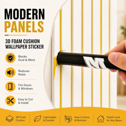 Image of Fluted Foam Wall Panel 16 x 278 cm Self Adhesive 3D Walls Panels for Interior Wall Decor Strip, Easy Cuttable No Drilling for Living Room, TV Background