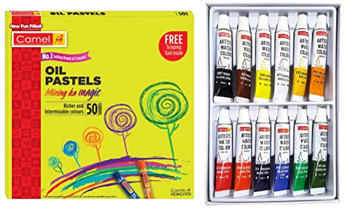 Image of Camel Oil Pastel (50 Shades) Artist Water Colours Set 5ml x 12 shades