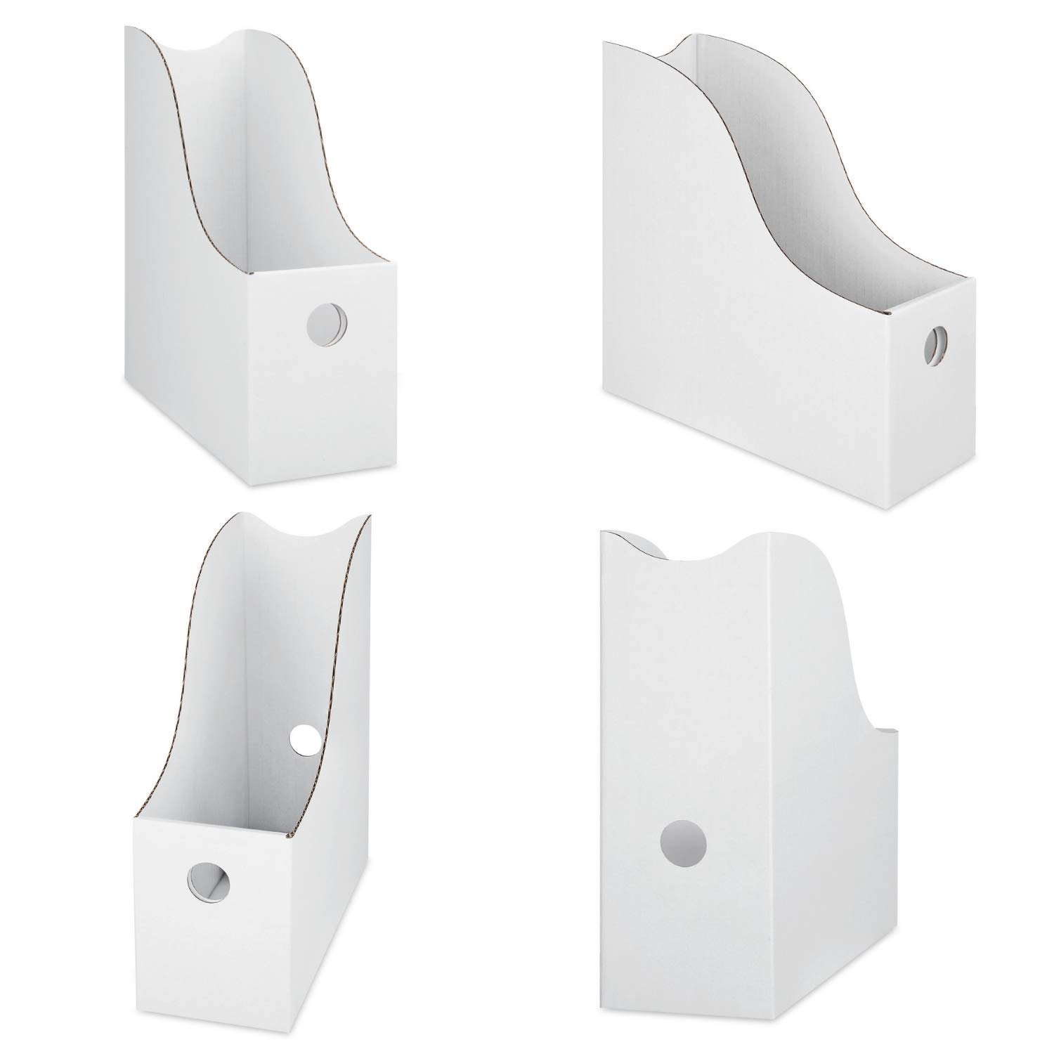 Dunwell White Magazine File Holders (6 Pack), Sturdy Cardboard Magazine Holder, Magazine