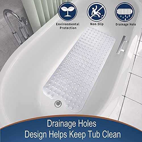 Yimobra Original Bath Tub Shower Mat Extra Long 16 X 40 Inches, Non-Slip With Drain Holes, Suction Cups, Machine Washable, Phthalate Free, Latex Free, Bpa Free, Bathroom Mats Clear #TOP6