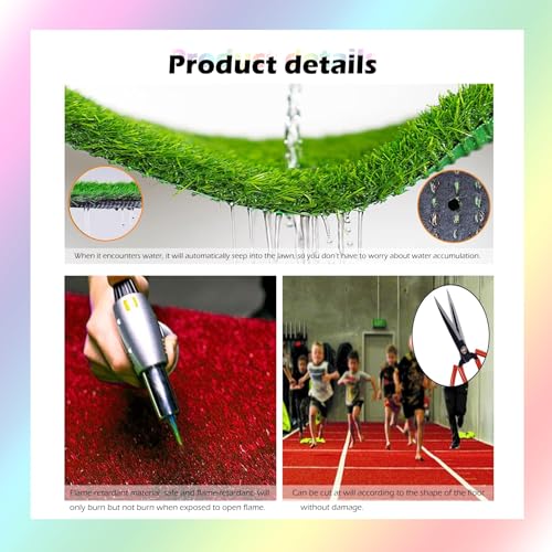 Alfombra de césped sintético roja con acabado resistente para jardín y campos 3