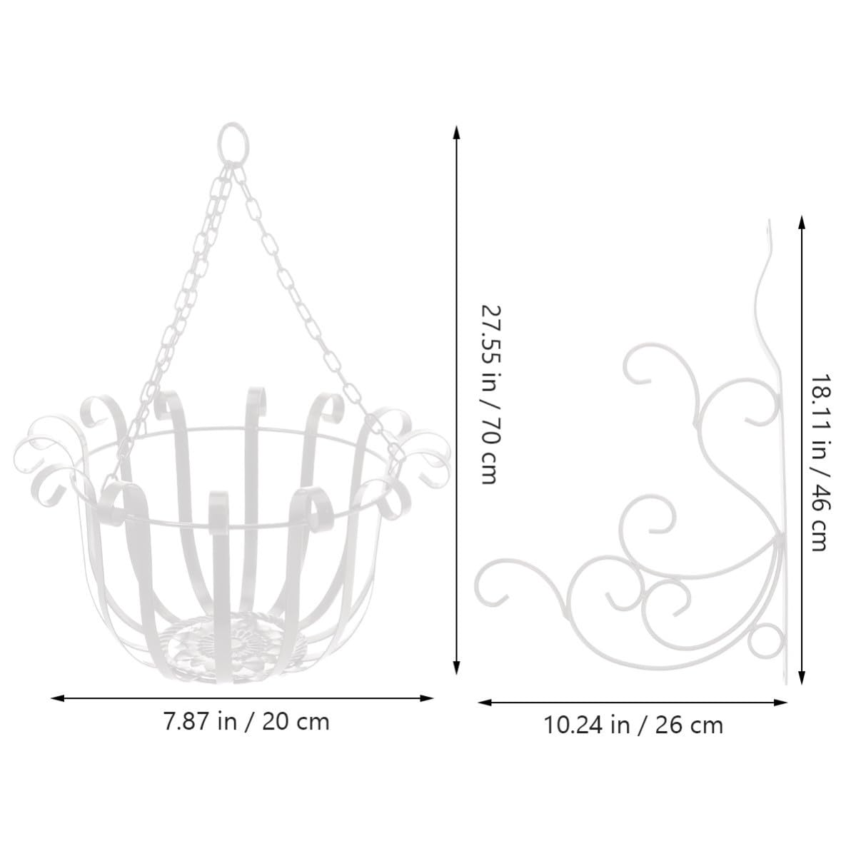 SOLUSTRE Soporte de Macetas Colgante de Hierro Blanco para Pared Diseño Clásico Europeo, Fácil de Instalar y Limpiar, Adecuado para Decoración de Jardín y Balcón
