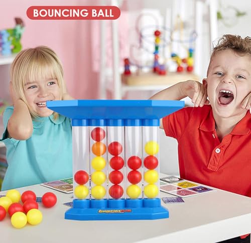 Bouncing Ball Tischspiel, Vier Gewinnt Spiel Hüpfball, 2024 Neues Bounce Off Game,Jumping Ball Tabletop Ping Pong Spielballspiel, 4 Shots Desktop Bouncing Toy für Kinder Familie und Party