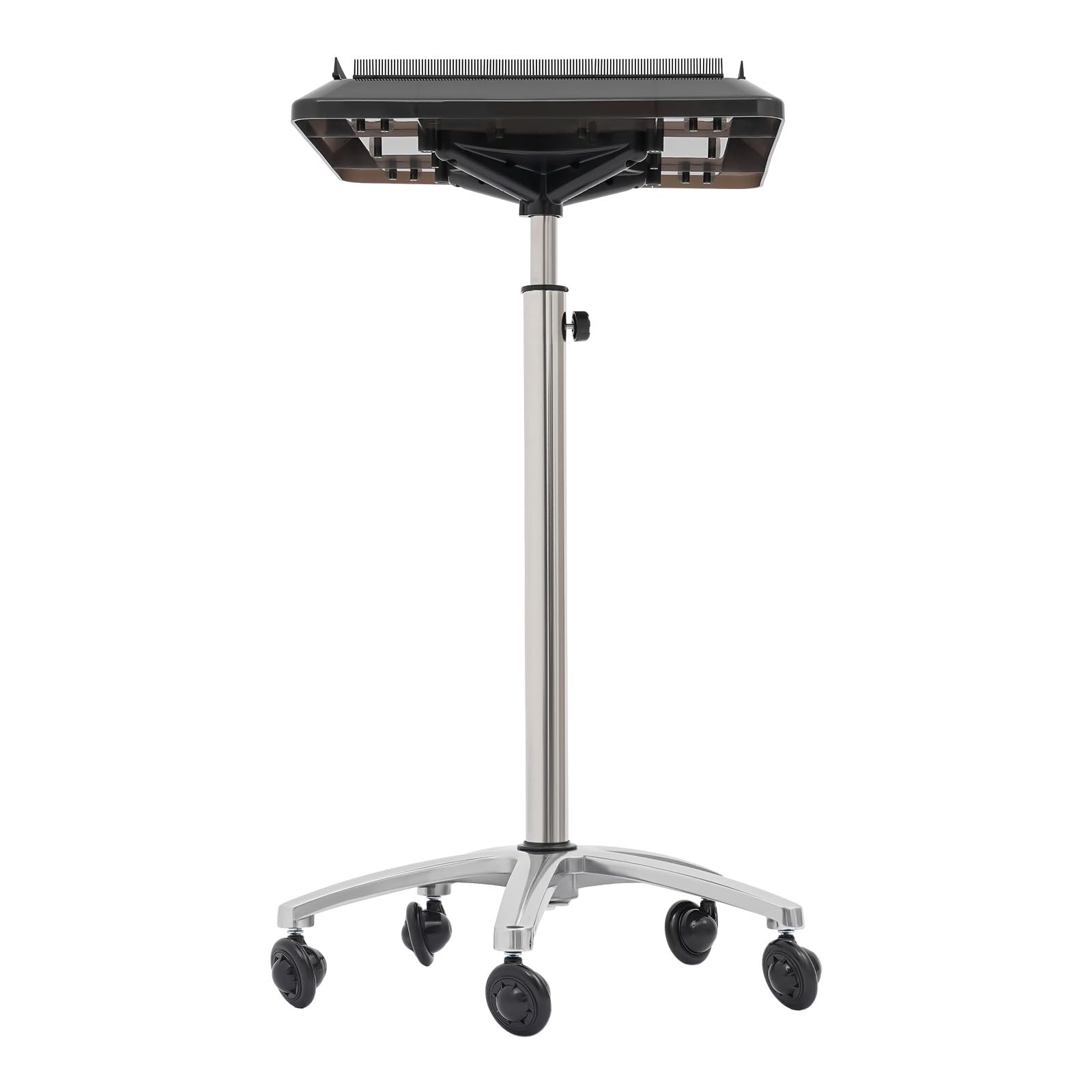 Carrito de Peluquería con Ruedas Altura Ajustable 70-110cm Bandeja para Pelucas y Herramientas Carrito de Salón Rodante con 5 Ruedas Suaves Peluquería Soporte de Peluquería Desmontable