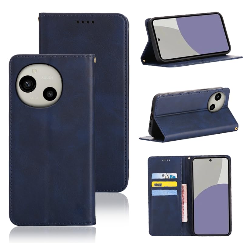 適用 AQUOS sense9/sense10 ケース 手帳型 SH-53E SHG14 SH-M29 手帳型ケース SH-53F SH-M33 スマホケース カバー 手帳型 PUレザー カード収納 財布型 耐衝撃 ケース マグネット スタンド機能付き 5色(適用 AQUOS sense9 /Sense 10 ケース 手帳型) (深い青)