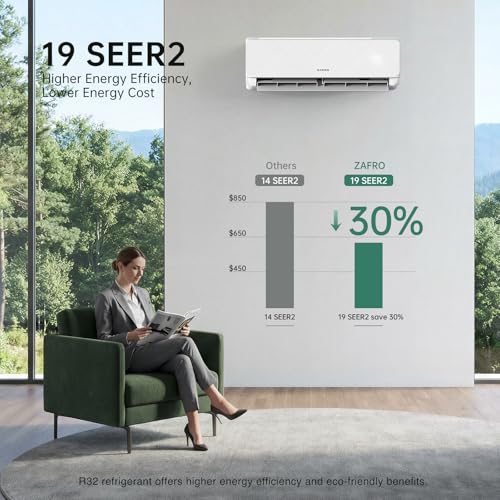 Image of ZAFRO 24000BTU Mini Split Air Conditioner Heat Pump, 19 SEER2, 230 V | Ductless Split Unit AC and Heat, Quiet Operation, Remote and APP Control, Energy Efficient Inverter, Cools Up to 1500Ft