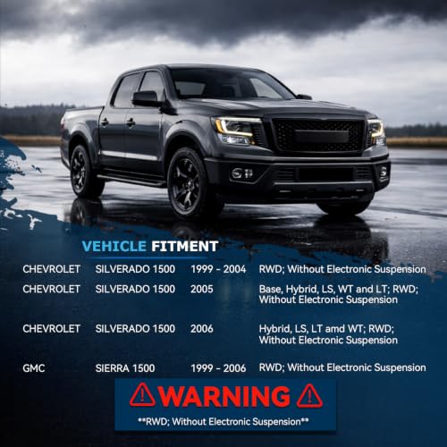 Image of Detroit Axle - RWD Front 2pc Shock Absorbers for 99-06 Chevrolet Silverado | 1500 GMC Sierra 1500 [w /o Electronic Suspension], 2 Shock Absorbers Assembly 2000 2001 2002 2003 2004 2005
