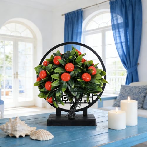 Naranjo artificial interior en maceta pequeña y bonsái de flores decorativas 8