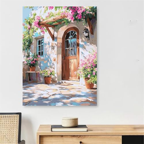 Peinture numéro adulte paysage cabine 50x70cm kit coloriage par numéro toile et pinceaux
