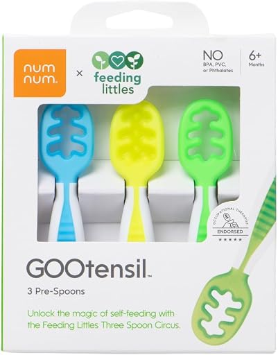 NumNum Feeding Littles Baby Spoons 6 Months, 3-Pack Neon (ASIN B0CCW6BSN3), rank #8 by monthly sales volume for 'Grapefruit Spoons' on Amazon