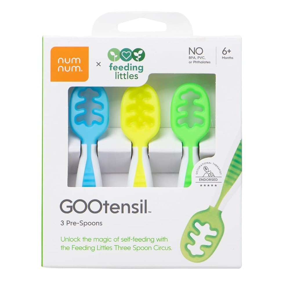 NumNum Feeding Littles Baby Spoons 6 Months, 3-Pack Neon