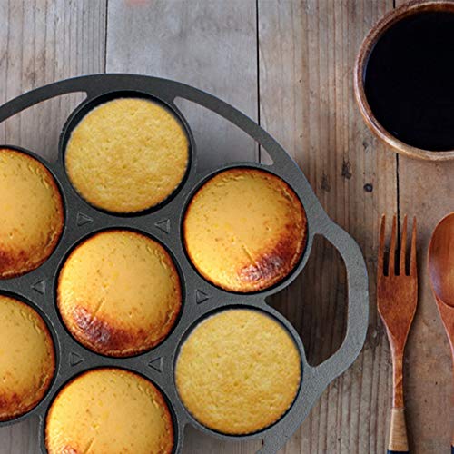 YOLOPLUS+ Pre-seasoned Cast Iron Cake Pan Mini Cake Pan Cast Iron Biscuit Pan, Cast Iron Cookware for Biscuits, Muffins, and Scones - Thumbnail 5