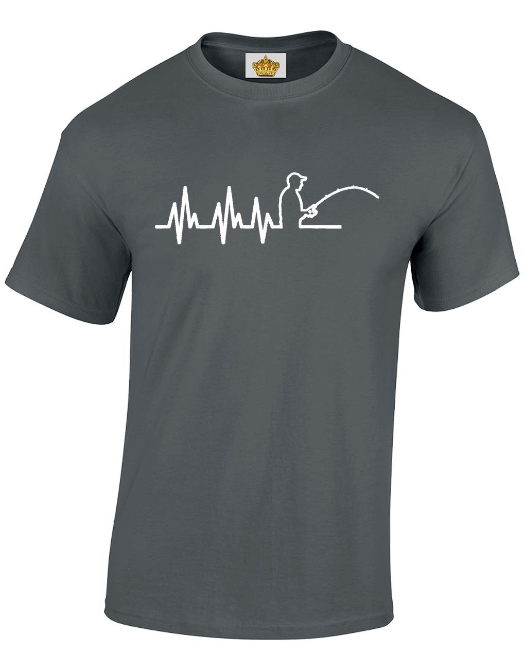 Crown Designs Fishing ECG Novelty Gift for Men & Teenagers T-Shirts Tops (Charcoal/X-Large)