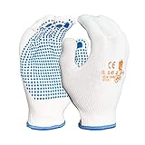 20 Paar Arbeitshandschuhe Herren & Damen | EN 388 | Gartenhandschuhe | Baumwolle mit Noppen | Strickhandschuhe | Montage | Gr. 8