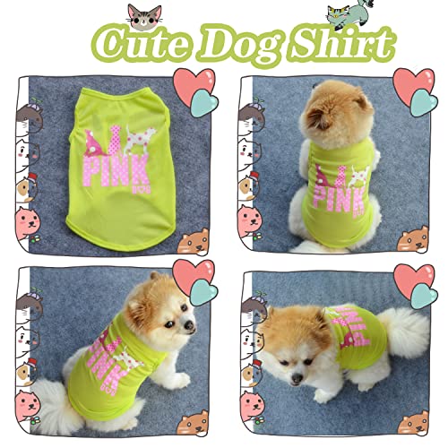 Tengzhi 4Pack Dog Shirt Vest Soft Lightweight Cotton Puppy Tshirt Pink Dog Printed Summer Sleeveless Yorkie Chihuahua Teacup Clothes For Small Dogs Cats Girl Boy #TOP4