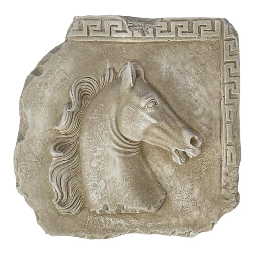 Horse Portrait Head Wall Plaque Décor Bas Relief Greek Sculpture Cast Stone
