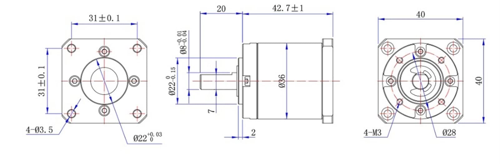 IBOWZ Planetengetriebe Untersetzungsgetriebe, Speed Box 42-mm-Schrittmotor-Planeteneinheit, NEMA 17-kompatibel zur Verbesserung des Getriebemotors für 3D-Drucker