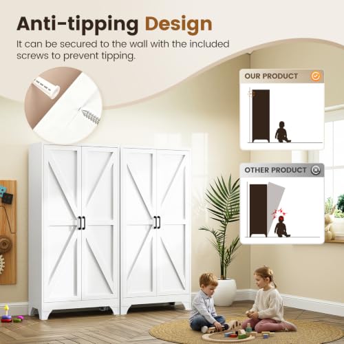 Image of Yizosh Metal Storage Cabinet with Doors and 4 Adjustable Shelves