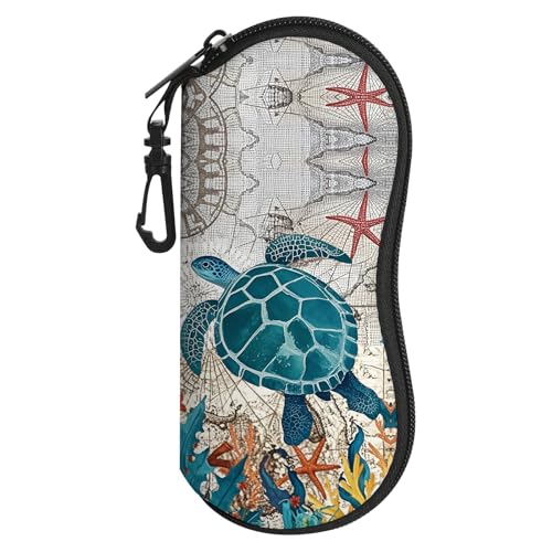 Image of Sunglasses Soft Case, Cute Ultra Light Portable Neoprene Zipper Eyeglass Glasses Case with Belt Clip for Men Women