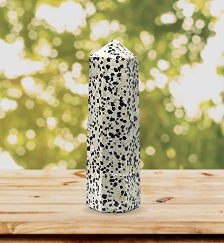 Image of Amazing Gemstone Large Dalmatian Jasper Crystal Towers ~ Natural Healing Crystal Point Obelisk for Reiki Healing and Crystal Grid (5.5 to 6 INCH)