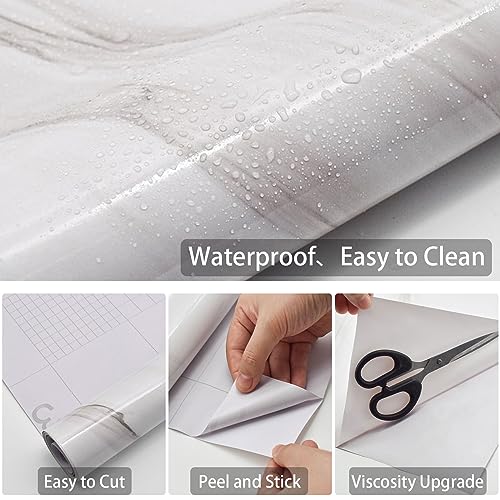 Sevalo Marble Contact Paper Peel and Stick Countertops for Kitchen Countertop Peel and Stick Waterproof Faux Marble Wallpaper Bathroom Granite Self-Adhesive Wallpaper Glossy Desk Cover 15.7inW 78.7inL
