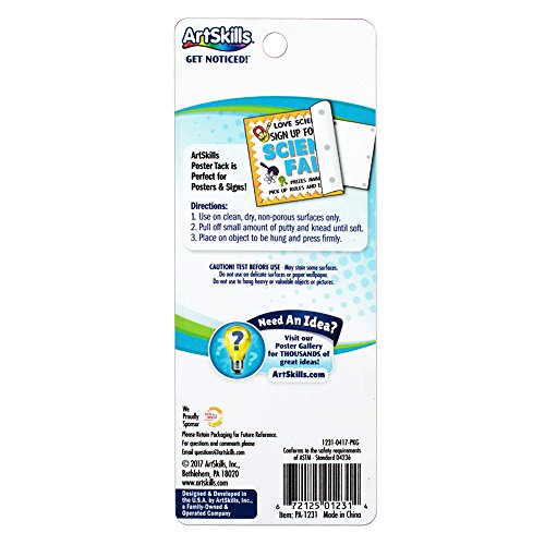 Artskills Tack Reusable Adhesive Putty For Hanging Posters, 64Pc, White #TOP2