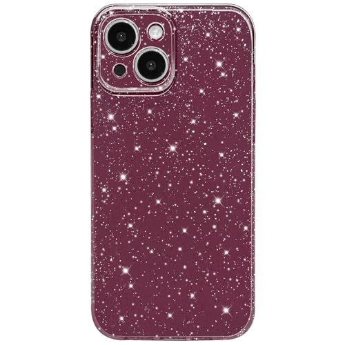 Hython Case for iPhone 14 Plus Case Glitter Cute Sparkly Shiny Bling Sparkle Phone Cases 6.7", Thin Slim Fit Soft TPU Bumper Shockproof Rubber Protective Cover for Women Girls Girly, Wine Red - image 1