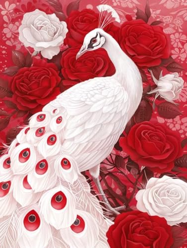 Diamond painting roses 5D et paon en cristal avec strass haute brillance