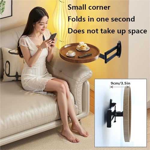 Table de chevet murale rabattable à 180° gain de place 30cm
