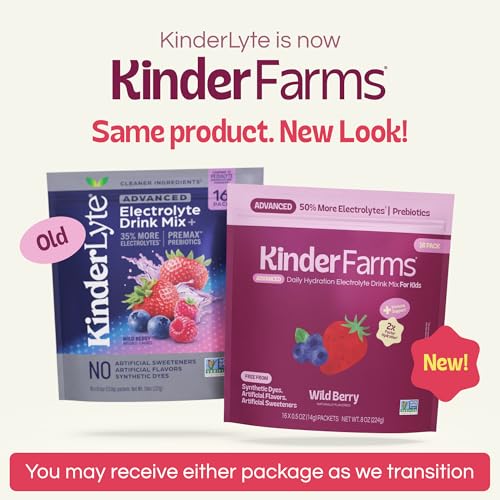 Image of KinderFarms Kids Advanced Electrolyte Powder Drink Mix, Wild Berry, 16 Ct