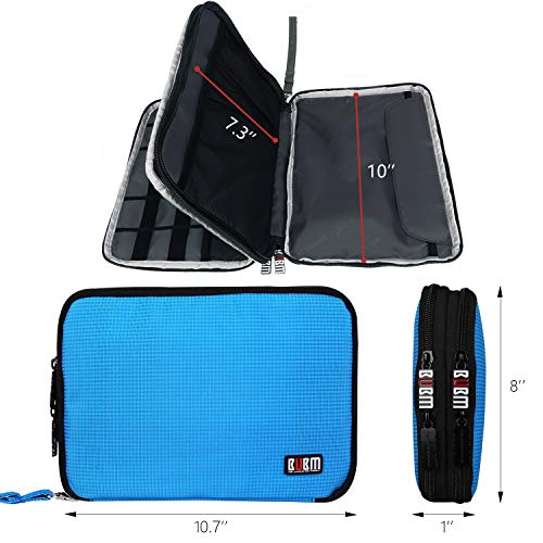 Bubm Double Layer Electronics Organizer/Travel Gadget Bag For Cables, Memory Cards, Flash Hard Drive And More, Fit For Ipad Or Tablet(Up To 9.7")-Large, Blue #TOP4