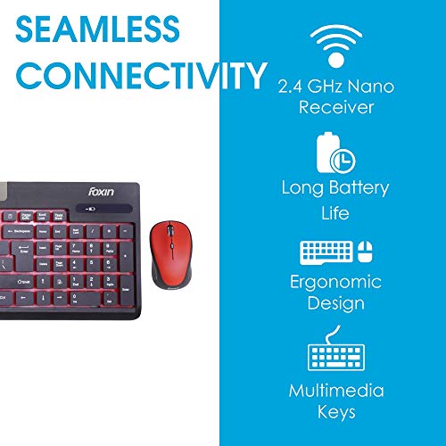 Foxin FWC601 Wireless Multimedia Keyboard and Mouse Combo (Black