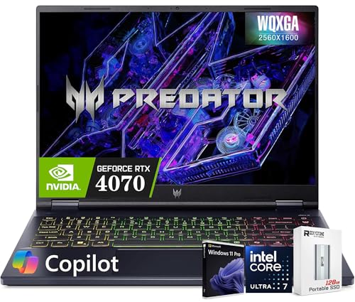Image of acer Predator Helios Neo 14 Gaming AI PC Laptop, GeForce RTX 4070 Graphics, 14.5 inch WQXGA (2560x1600, 100% sRGB, G-SYNC), Intel 16-core Ultra 7 155H, RGB Backlit, W /128GB PSD, Win11 PRO(16GB|1TB SSD)