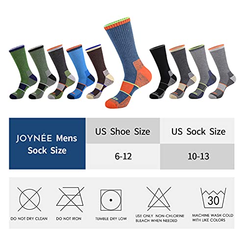 Joynée Mens Crew Full Cushion Athletic Running Socks With Moisture Wicking Mid-Calf Casual Socks 6 Pack,Multicolored,Sock Size:10-13 thumb #4