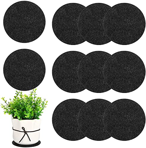 Image of GREENSHEEP Plant Pot Coaster Mat - Reversible Waterproof Round Absorbent Felt Fabric Plant Pad for Gardening Indoor and Outdoor Pots 4 /6 /8 /10 Inch (Dark Grey, 20 Pieces)