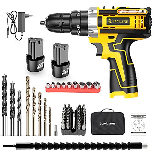 Jay lene Akkuschrauber,25 + 3 Drehmomentoptionen Bohrmaschine,Akku Bohrschrauber Set mit Zwei 12V/1500amh Akkus,3 Modi… – Bild 7