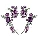 4pcs Purple Rose Embroidery Embroidered Flower Paste Garment Sewing Hand DIY Trim Accessories(Color D)
