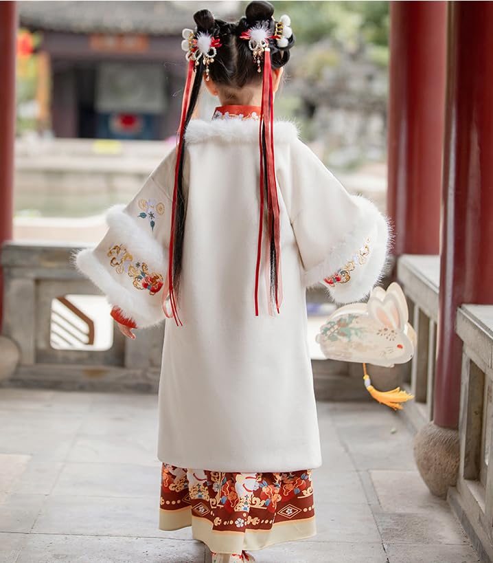 NIBHZ Odzież zimowa dziewczęca Hanfu, dziecięcy garnitur Tang, pogrubiona, w stylu chińskim,110cm