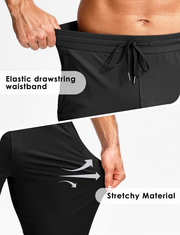GGJ Men's Athletic Joggers with Zipper Pockets Stretch Tapered Running Sweatpants Gym Jogging Workout Pants for Men4