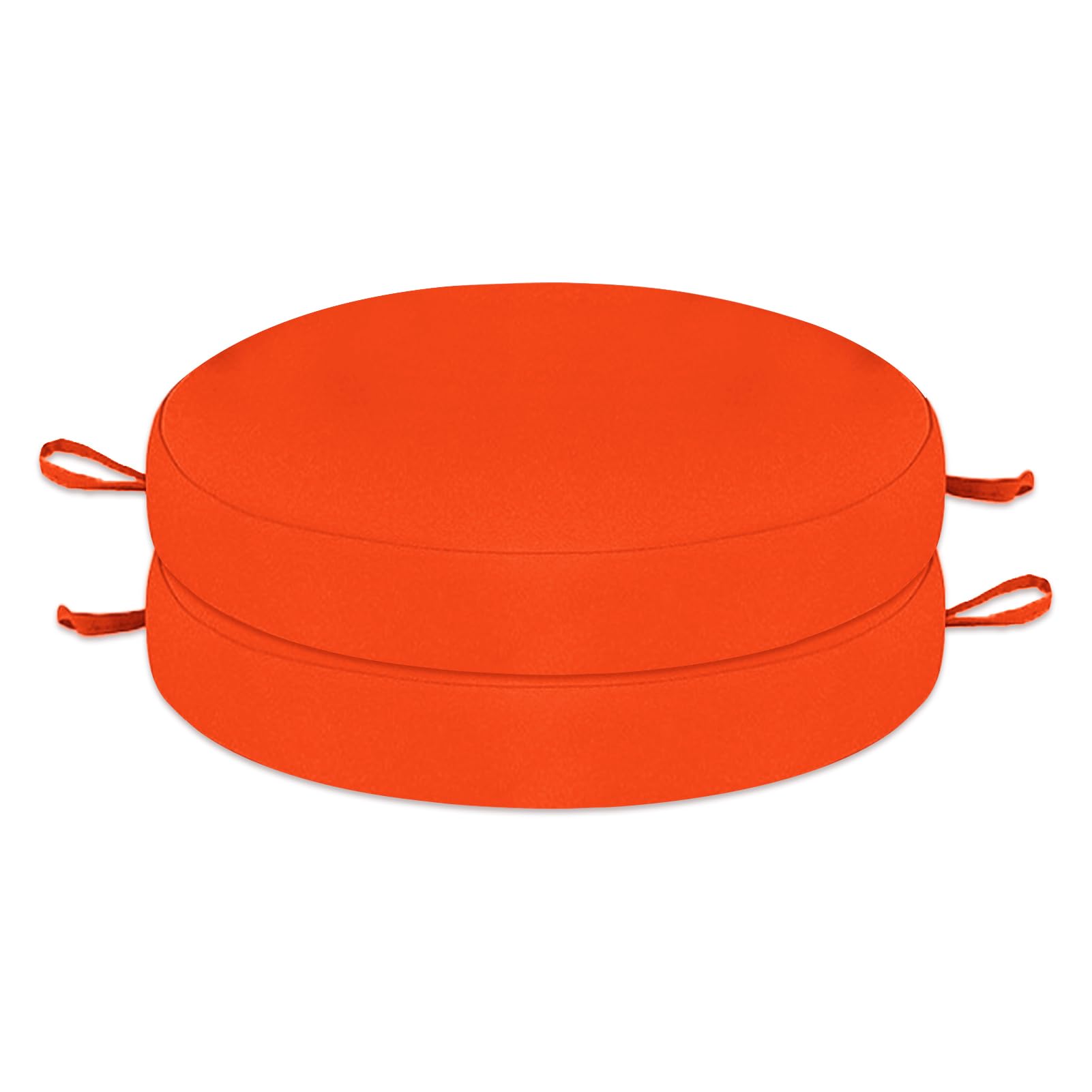 Wokuaile Outdoor Bistro Chair Cushions Set of 2, Waterproof Outdoor Round Seat Cushions with Ties for Home Garden Furniture, Orange, 15x15x3 In โ image 1