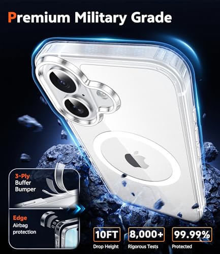 Image of FNTCASE for iPhone 17 Case Clear: Magnetic Phone Cases with Screen Protector Drop Proof Compatible with Magsafe Slim Anti Yellowing Rugged Shockproof Protective Transparent Cell Cover (A-Clear)