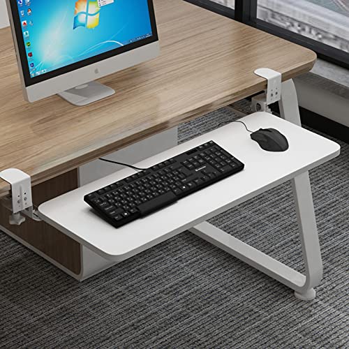 Piattaforma mouse estensibile da scrivania - Vassoio ergonomico per tastiera sotto la scrivania, ripiano scorrevole per tastiera con morsetto/bracciolo per computer/staffa di supporto per poggiapols